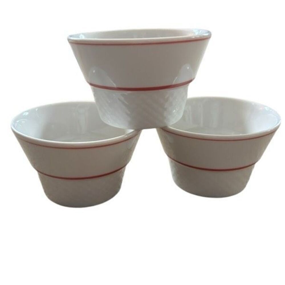 3 Jackson China Red Stripe Custard Cups